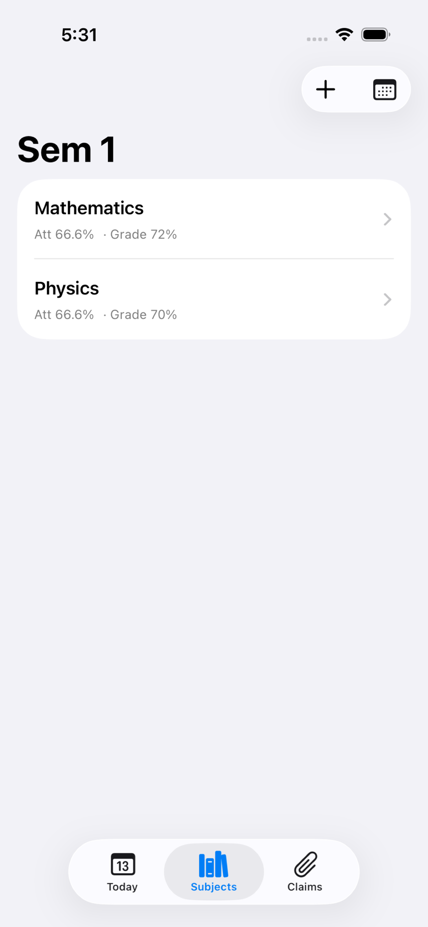 Subjects screen with so-far percentages